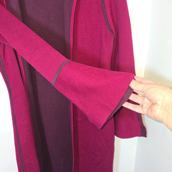 Chico’s Burgundy Purple Reversible Open Cardigan Jacket Cotton Size 2 Large - Picture 4 of 8